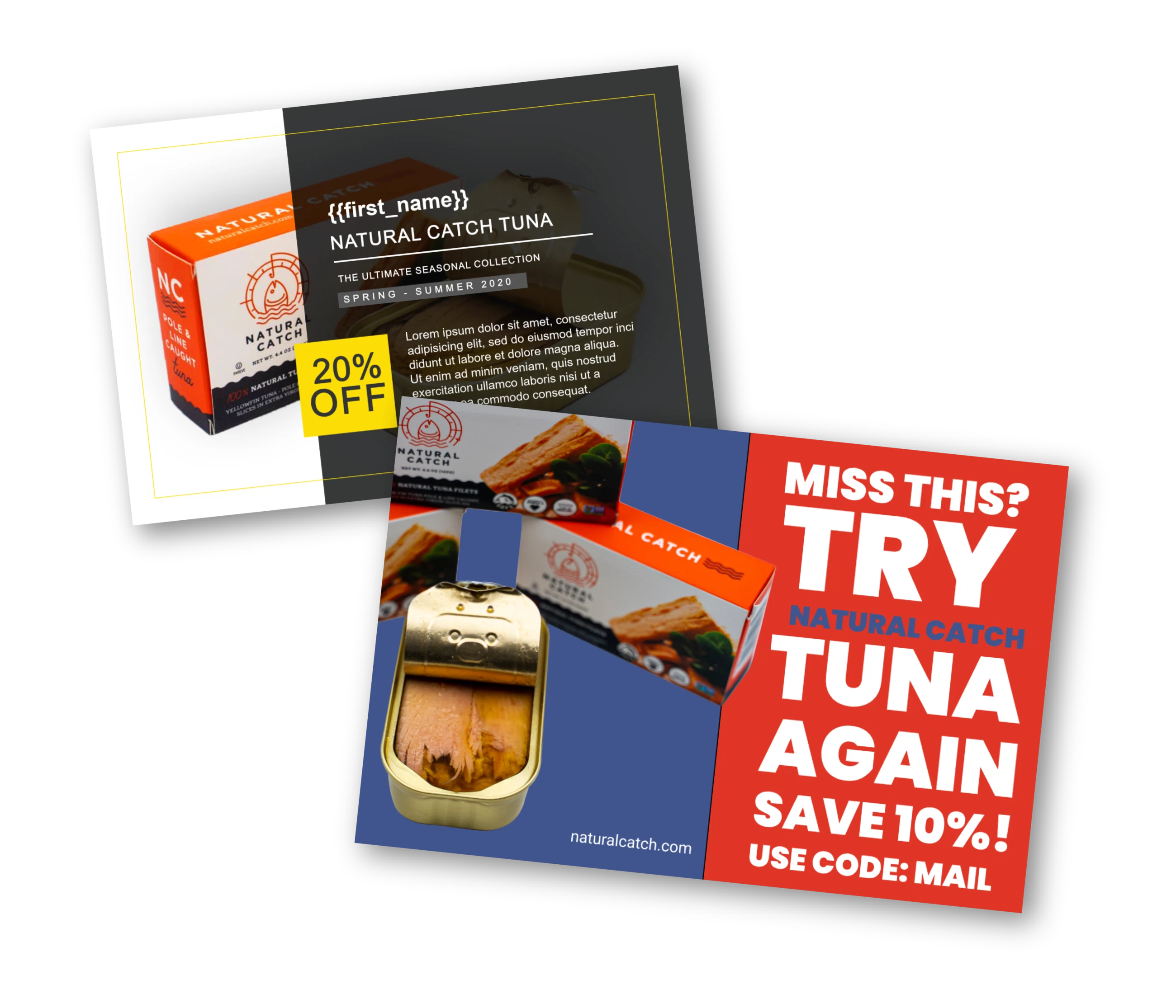 Original Natural Catch direct mail campaign before redesign