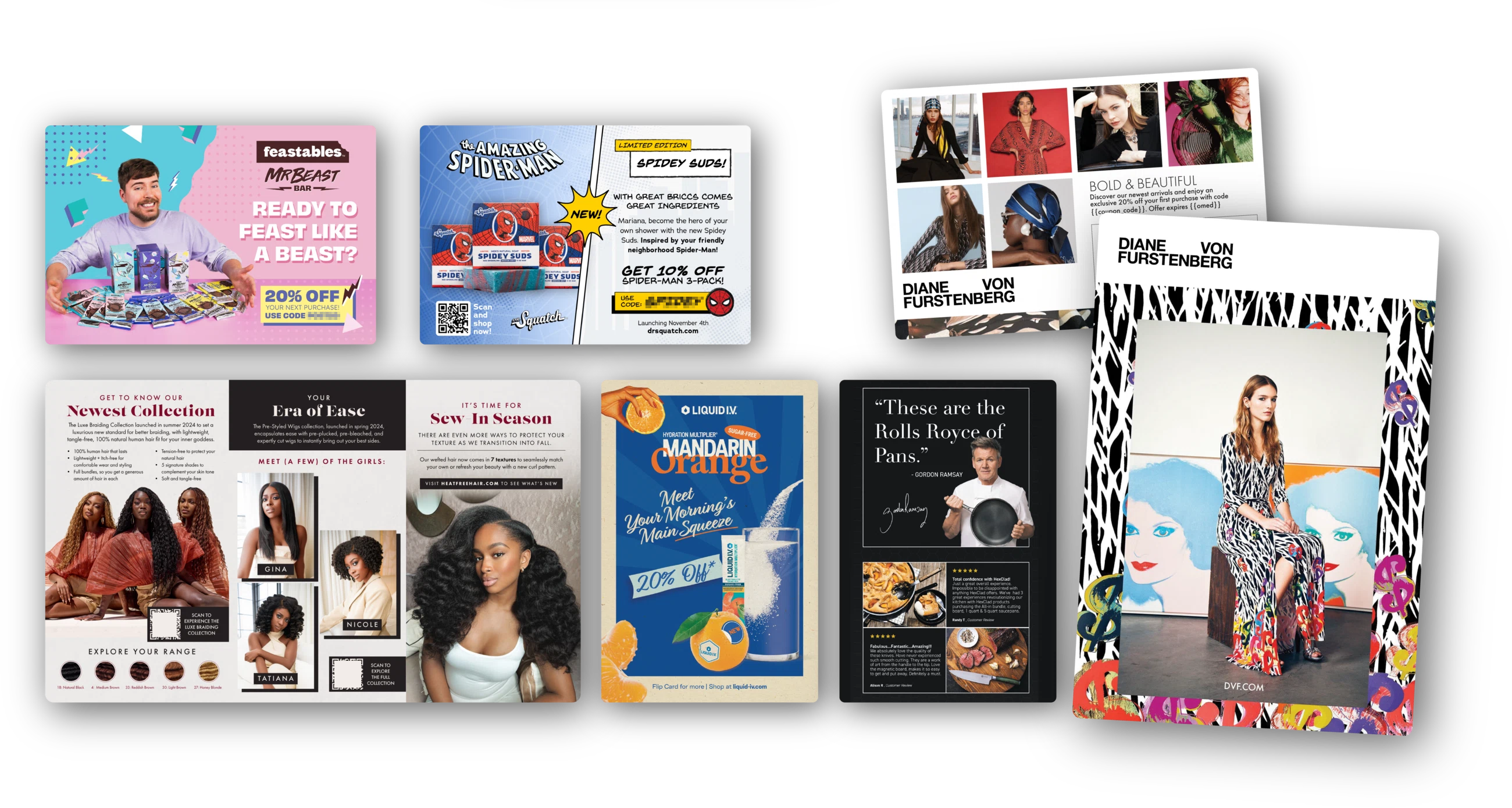 PostPilot direct mail campaign examples across DTC brands
